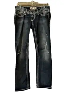 BKE STELLA Denim Blue Jeans Women's Size 27 24" CROP 3" Single Cuff Preppy Party