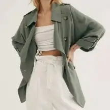 FREE PEOPLE | The Lea Jacket Olive Green Double Breasted Military Style | XL