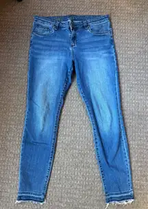 Kut‎ From The Kloth Women's Blue Denim Ankle Skinny Jeans Frayed Hem