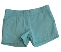 J. Crew Womens Chino Shorts 6 Blue  Inch Inseam‎ Mid Rise 100% Cotton Casual