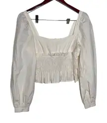 Ciao Lucia cream Katina crop top ballon sleeves sz XS