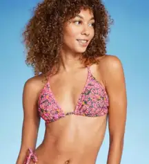 Pink Floral Bikini Top