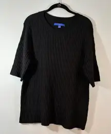 Apt. 9 Ribbed Knit Top Short‎ Sleeve Knit Tunic Casual Everyday Black X-Large