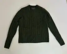 Abercrombie & Fitch Green Ribbed Knit Sweater Classic Crewneck Women’s M (Approx