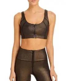 NWT! Solid & Striped High Tide Zip Front Bra Gold Foil - Size 2XL