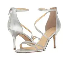 Ivanka Trump Size 10 It Genese Metallic Heels Silver Strappy Stiletto Sandal