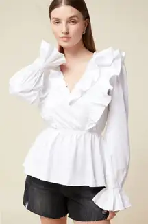 Rachel Parcell ‎ Poplin Blouse  White  Size M