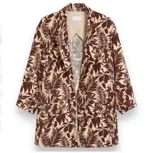 MNG Mango NWT Women’s Tropical Linen Blend Boyfriend‎ Blazer Longline Brown XS