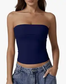 QINSEN Women's Tube Tops Strapless Bandeau Tops Double Lined Slim Fit Summer Going Out Tank Tops