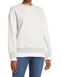 Nordstrom Cali Be Layered Striped Oversized Sweatshirt NWT NEW XS