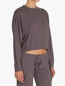 Eberjey Women's Heather Side Tie Sweatshirt Slouchy Lounge Top Casual Athleisure
