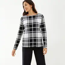 ✨ J.Jill Jacquard-knit Plaid Pullover Sweater✨