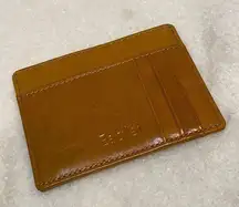 Eacilei I.D. card holder Caramel Tan slim leather unisex work badge wallet New