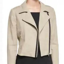 Theory Sandra Natural Flax Linen Asymmetrical Zip Moto Jacket Beige Women Medium