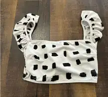 Albion Black & White Matisse Bella Crop Bikini Top Size Small