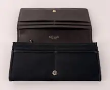 Kate Spade Black Nylon‎ Continental Wallet Logo Plaque Slim Designer