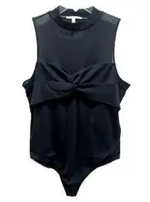 Express sheer bandue black bodysuit small