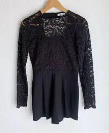 Parker Clancy Lace Open Back Black Playsuit Romper Size XS