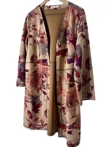 Anthropologie Solitaire Faux Suede Boho Fall Floral Duster Jacket Medium EUC