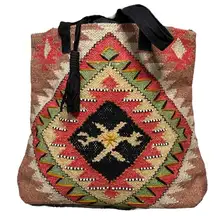 Lovestitch Woven Beaded Aztec Tote Bag NEW