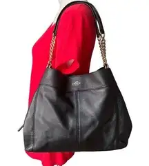 Coach Black Pebbled Leather Lexy Chain Shoulder Bag - F28998