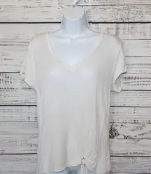 White Tee Crossed Back Tied Front