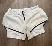 Gymshark Women's Speed 2 in 1 Shorts Training Running Coconut White Medium M