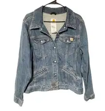 Carhartt Denim Snap Jacket Women's XL  Blue WJ001 Ladies Jean Work Outerwear