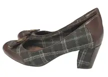 Etienne Aigner Women's E-Zane‎ Plaid Fabric Leather Trim Pumps Heel Size 8M