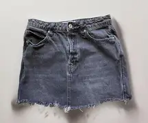 Free People We The  Black Denim Jean Raw‎ Hem Button Fly Mini Skirt Size 26