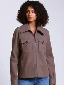 Avec Les Filles | Brown Relaxed Front Zip Jacket Barn Jacket Style Size Small