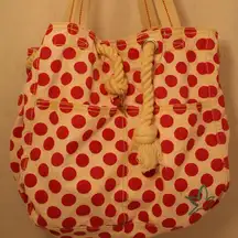 Aerie Red White Polka Dot Beach Tote Bag