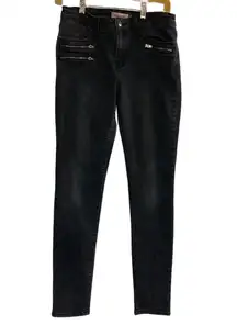 , Women’s Juniors,Mid Rise Skinny, Size 9, faded black, zipper decorations