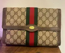 Vintage Gucci Clutch Bag Purse Sherry Line Brown Authentic