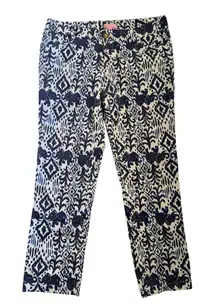GUC‎ Lilly Pulitzer Low Rise Women's Cropped Pants Blue Elephant Print Size 6