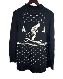Ralph Lauren Chaps Skier Sweater Black Knit Relaxed Fit Womens Medium