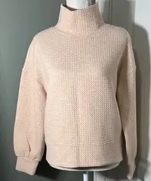 CALIA by Carrie Underwood Beige Cream peach Small Cozy Waffle Knit Sweatshirt