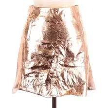 NWT Metallic Gold Faux Leather Mini Skirt Shiny Bronze Copper sz M-L runs small