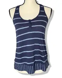 Splendid women's blue striped supima cotton blend racerback tank top small