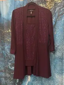 R&M Richards Elegant Purple Cardigan Set (Tank Top with Cardigan)