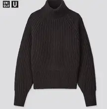 NWOT Uniqlo u women u low gauge turtleneck xs black sweater knit rare