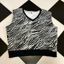 Oversized Sweater Vest Sleeveless Boxy Zebra Stripe Academia Collegiate Medium