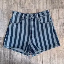 Zara High Rise Striped Denim Shorts 4