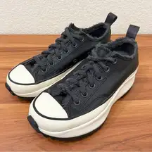 CONVERSE 169551C Run Star Hike Low Cozy Club Black Leather Platform Sneakers 6.5
