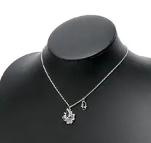 Dior Clover w/rhinestone, Dove, Motif Silver Colored Necklace