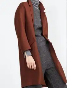 ZARA  Burnt Orange Long Coat Blazer L