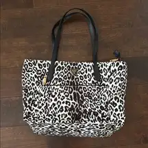 Guess Black and White Leopard Print Tote Bag