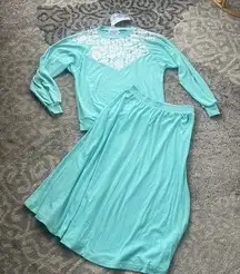 Lacey Afternoon by Shell Kepler Vintage Two Piece Lace Sweater Skirt Set Large