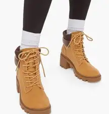 Justfab Women’s Habathia Combat Boot in Tan/leather brown size 7