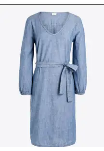 J. Crew Chambray Long Sleeve Dress Blue Small